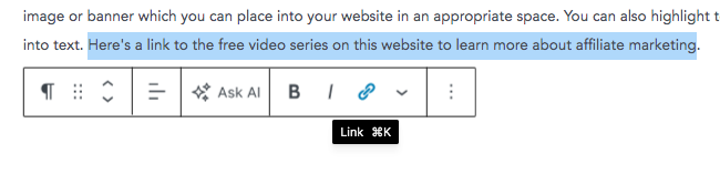getting affiliate links on your website